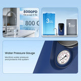 GlacierFresh U03 800GPD Undersink Tankless Reverse Osmosis System | 7-Stage RO Water Filter System | Reduce PFAS/PFOS