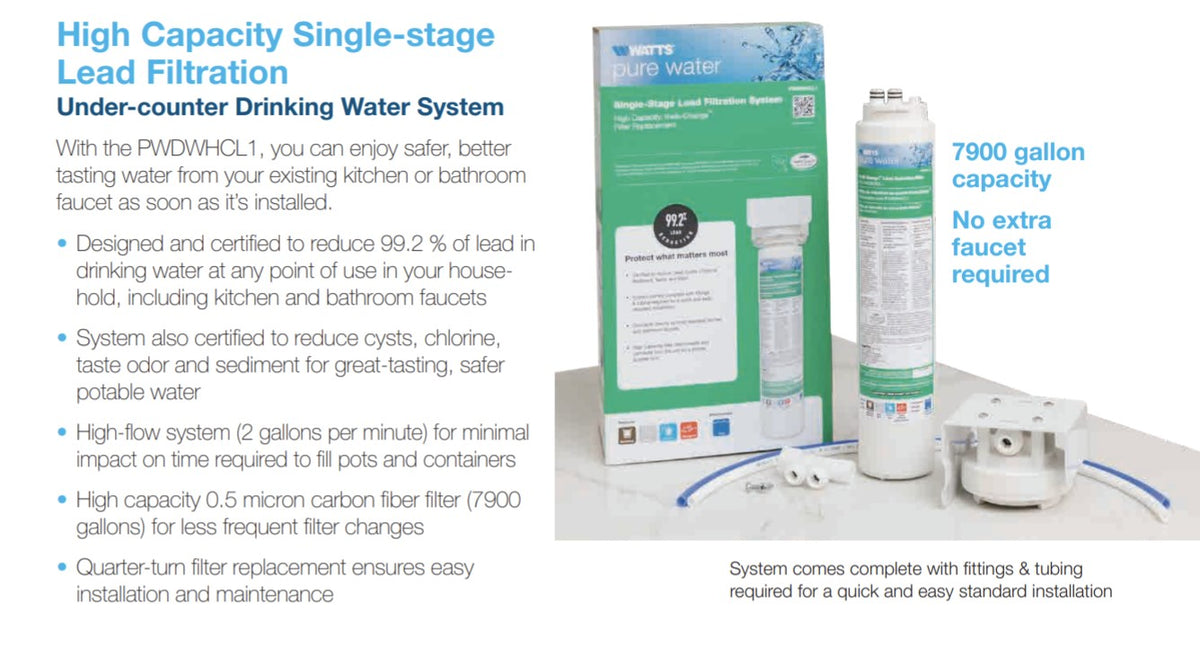 WATTS (PWDWHCL1) SingleStage Lead Filtration System Canadian Water